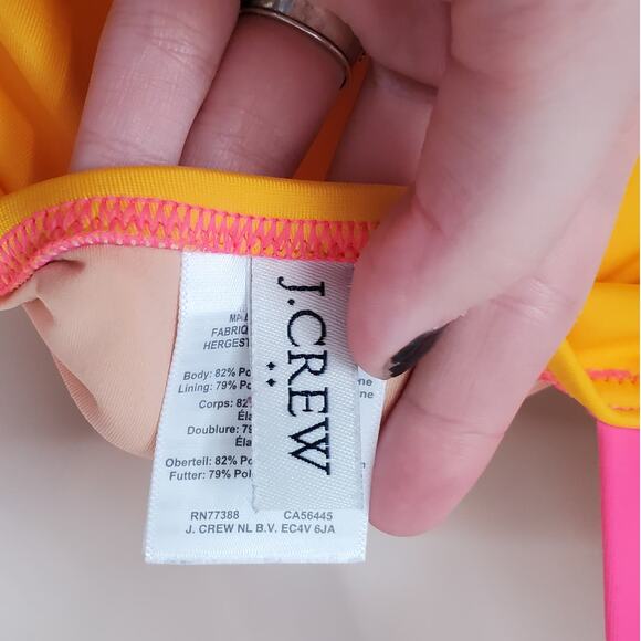 J. Crew Colorblock One-Piece Swimsuit Pink & Mustard Yellow AY521 Size Small - Picture 6 of 9